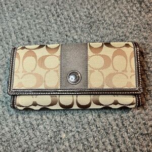Coach Beige and Brown Signature Wallet